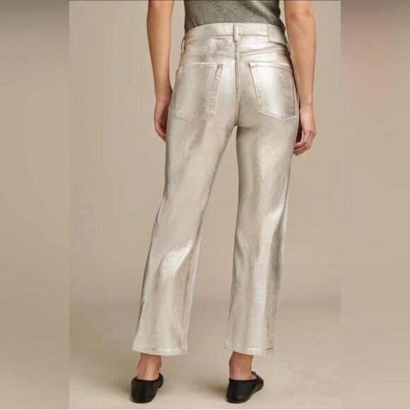 LUCKY BRAND Silver Metallic Straight Leg Jeans Size 27 (NWOT) - Picture 1 of 6